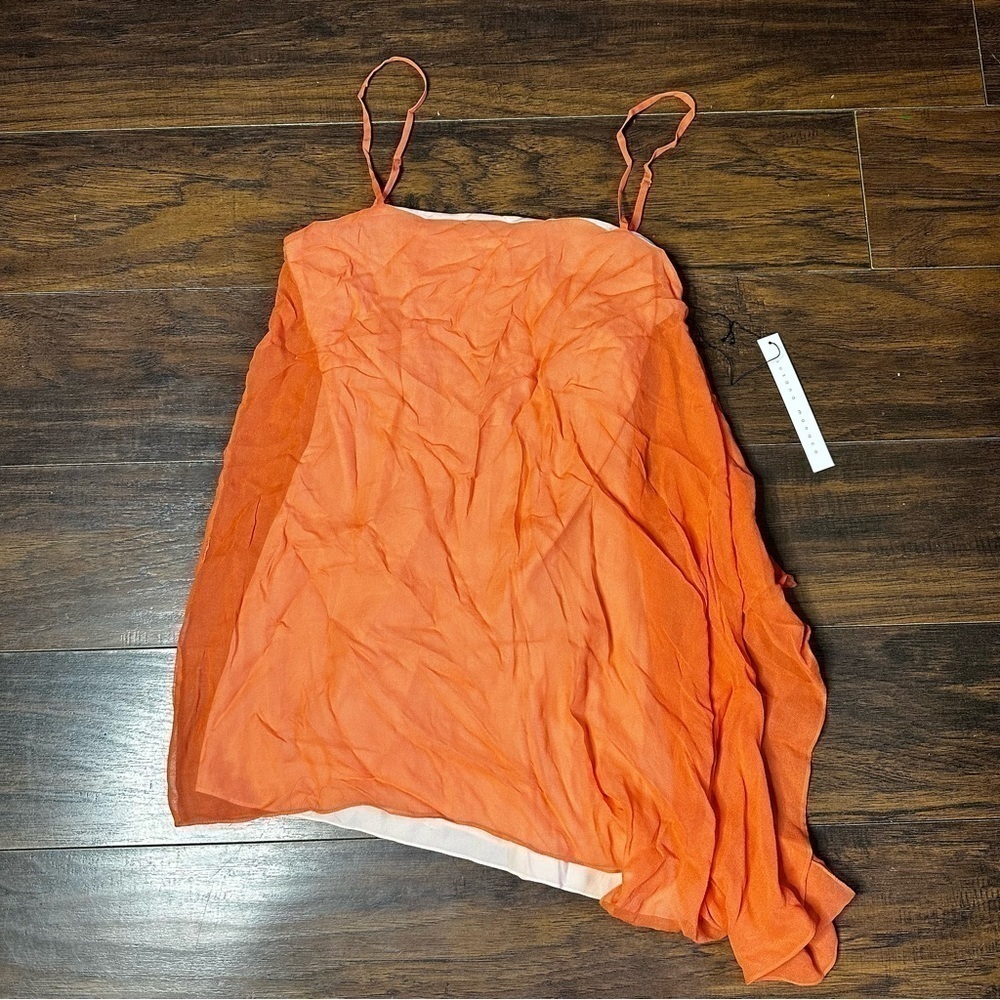 Susana Monaco Orange Spaghetti Strap Asymmetrical Dress